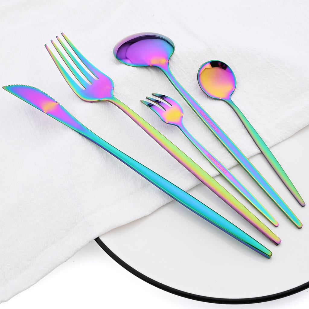 20Pcs Black Dinnerware Tableware Set High Quality Knife Cake Fork Coffee Spoon Flatware Stainless Steel Cutlery Western Kiechen Silverware