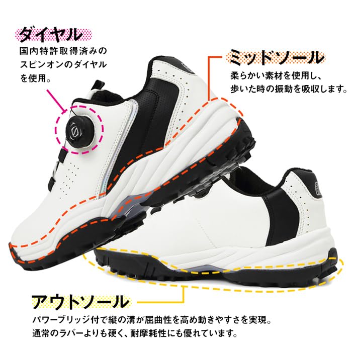 Golf Shoes Dial Shoes Golf Spikeless Sports Shoes Trekking Shoes Climbing Shoes Cm [Forsense] Men's BLACK×BLACK 26.0