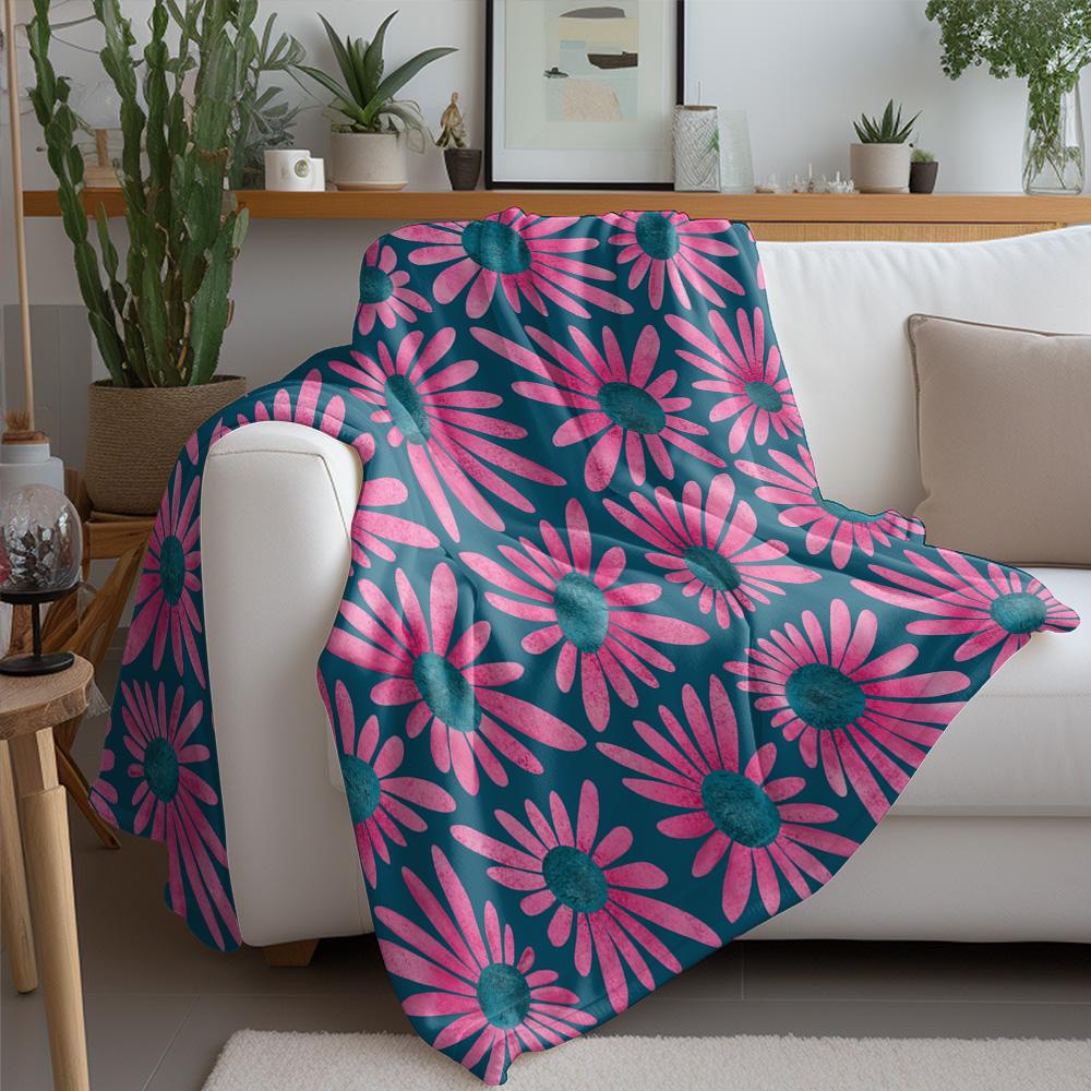 Water Resistant Floral Pattern Fleece Blanket Kids Teens Sofa Bed Throw Decorative Gift