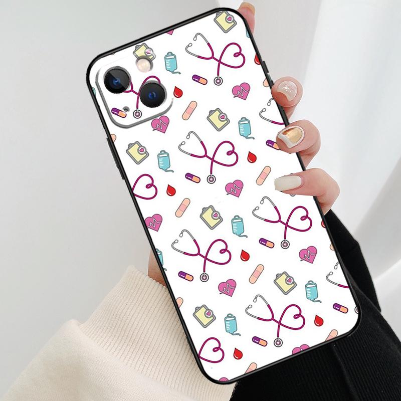 Милый Чехол для Телефона Сердце со Стетоскопом Для iPhone 17 Pro Max 16 15 11 13 12 14 Pro Max mini 15 16 Plus 16e 17 Air Cover