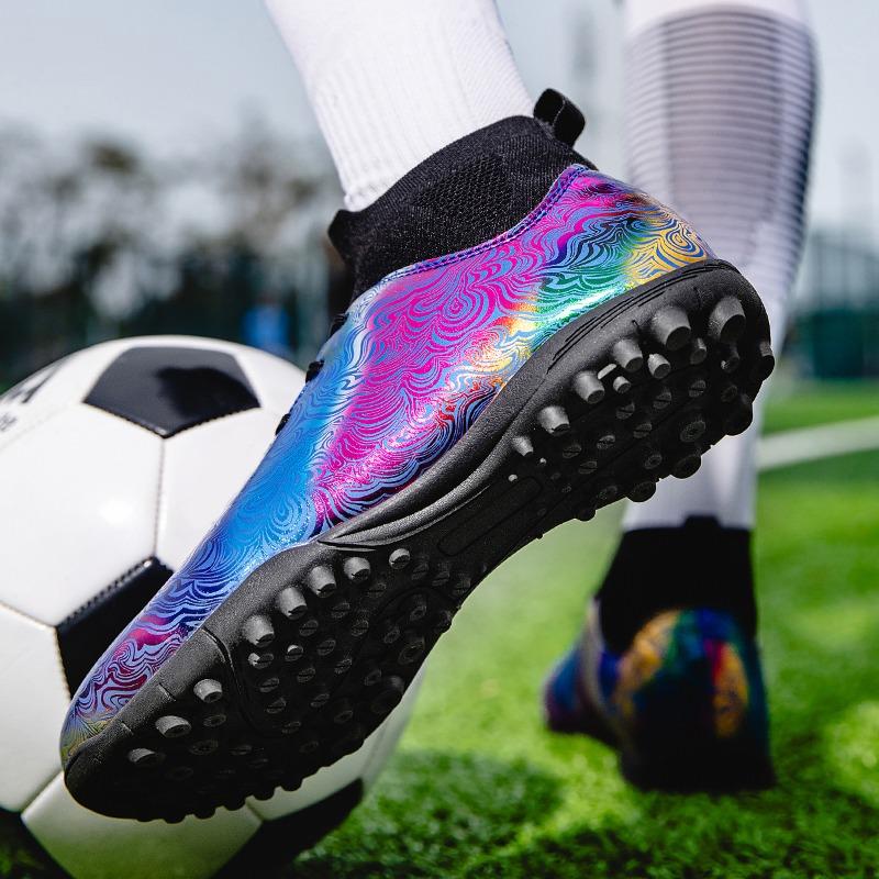 35-46 мужские/женские высокие эластичные носки футбольные бутсы резиновая мягкая подошва с короткими ногтями искусственный газон кожа молодежные детские футбольные бутсы