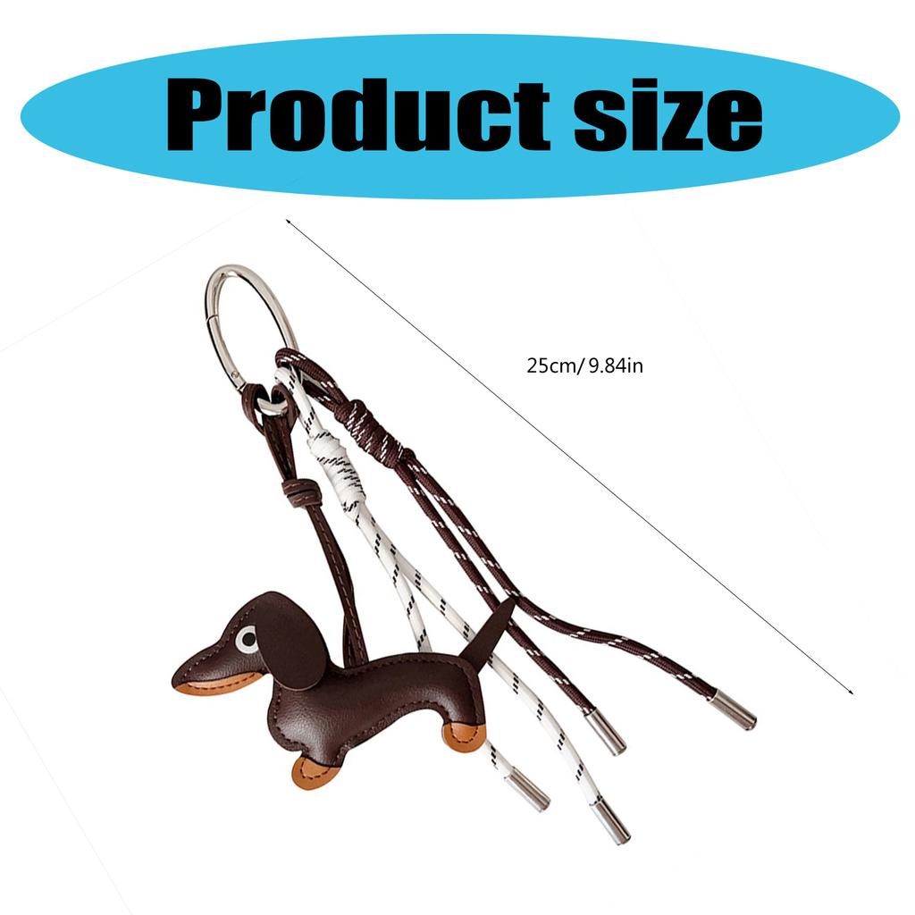 Vintage PU Leather Dachshund Keychain Pendant Cute Puppy Dog Charm Braided Rope Bag Pendant for Car Key Accessories