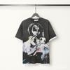 2025 American trendy brand Vall washed old printed short-sleeved hip-hop loose street fashion T-shirt for men and women