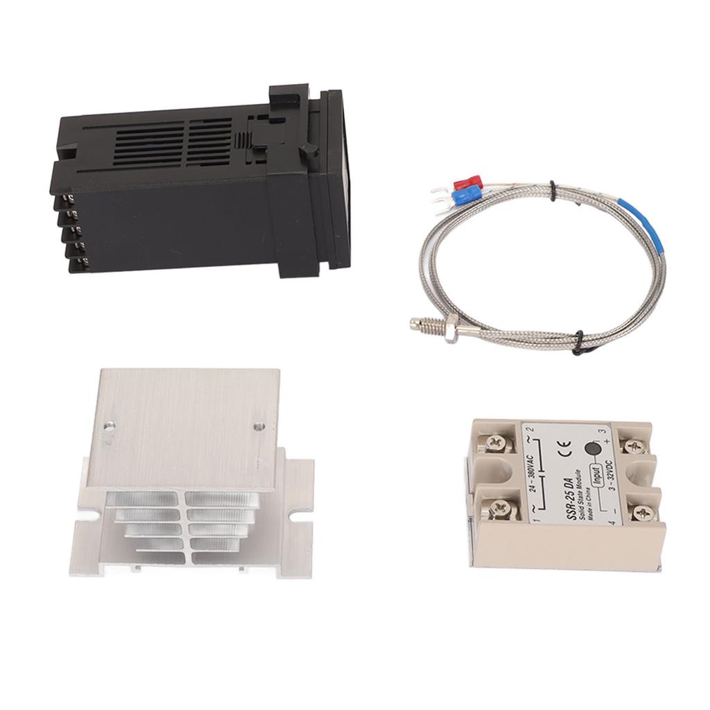 Digital PID Thermostat Set Thermocouple Heat Sink Relay Temperature Controller Set with Bracket for Farm Chicken House