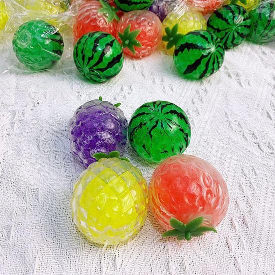 Bead Filled Fruit Squeeze Toy Stress Relief Strawberry Grape Watermelon Pineapple Pinch Sensory Fidget Toy Kids Adults Soft TPR Calming Stress Ball