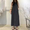 Summer Women Plus Size Dress Fashion Round Neck Pocket Sleeveless Loose Long Vest Denim Dresses