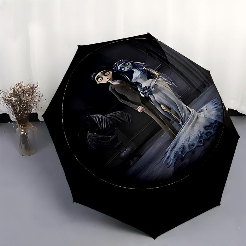 Corpse Bride Automatic Opening Umbrella: Portable 3 Fold Design with 8 Bone Iron Frame, Perfect Gift for Fans and Travelers0145b