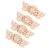 4Pcs Flower Carved Corner Onlay Applique Door Cabinet Vintage Style Furniture Decor(D)