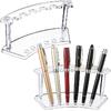 Tinlade 2 Pieces Plastic Pen Holder Stand Display Rack 6-Slot Pen Makeup Brush Rack Organizer Eyebrow Stand for School Office Home Store(Clear)