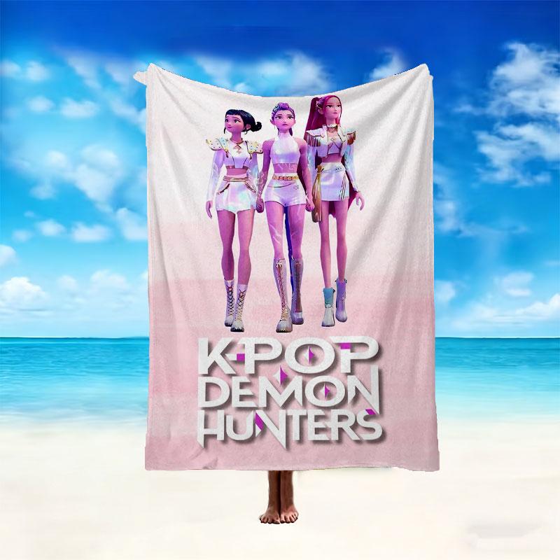 1pc Kpop Demon Hunters Blanket, Home Printed Throw Blanket - Soft Blanket Gift for Family, Washable Sofa Bed Blanket