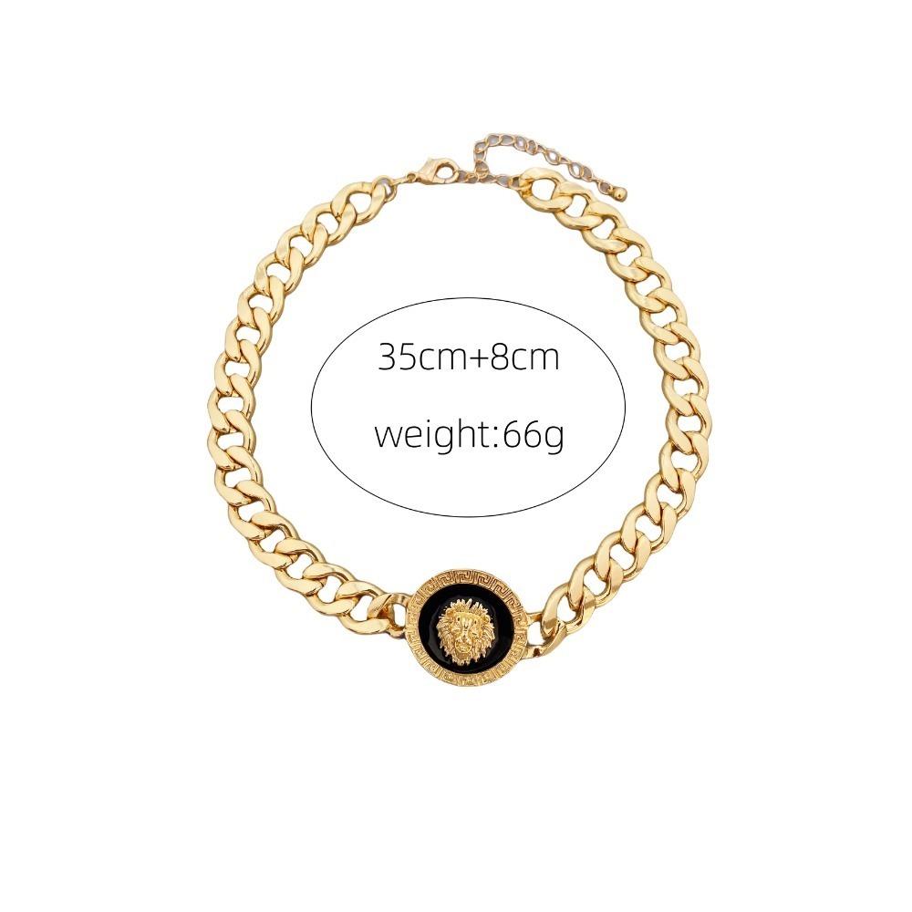 Преувеличенное короткое ожерелье с подвеской в ​​виде головы льва, ювелирное колье из цинкового сплава для женщин