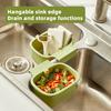 Drain Basket with Separation Filter Design Quick Filtration Press Open Cover 2-in-1 Drain Storage Fruit Vegetable Sink Strainer