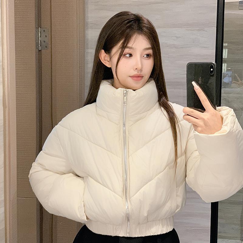 Spot stand-up collar short down cotton clothes women's winter new design sense small thickened coat