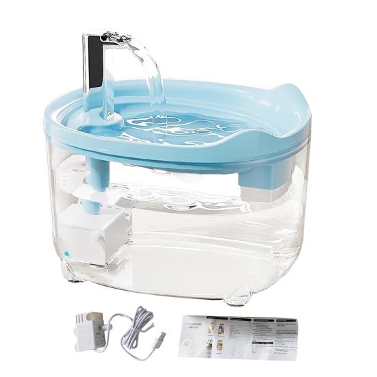 Автоматический фонтан для воды для кошек Тихая циркулирующая поилка для домашних животных с двойной системой фильтрации USB-зарядка 1,5 л Пластиковый диспенсер для воды без BPA