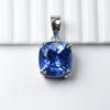 Natural Blue Sapphire Pendant 14 ct 925 Sterling Silver Cushion Cut September Birthday Birthstone