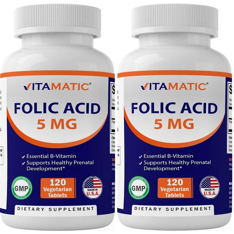 Vitamatic 2-piece set, 120 high-content folic acid 5mg tablets (total 240 tablets)