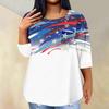 Женская модная повседневная футболка с рукавом три четверти и принтом в честь Дня независимости и круглым вырезом, карманная футболка, топ