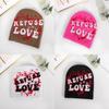 Letter Embellished Knit Cap With Love Text Unisex For Fall Season