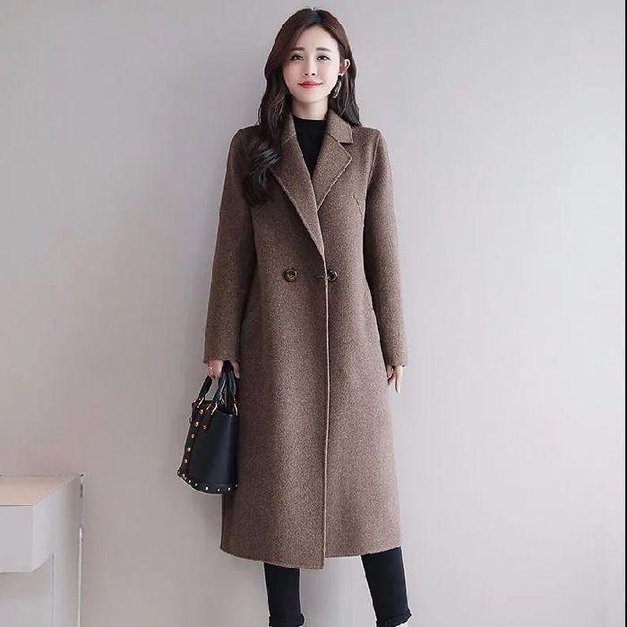 Women's Korean-Style Woolen Outer Wear Coat Autumn Spring Mid-Length Plus-Size Loose Woolen Coat