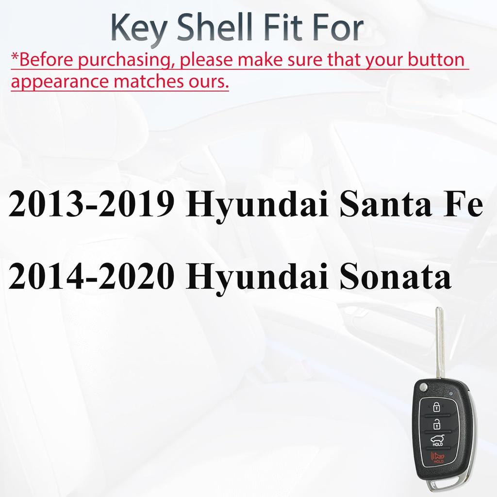Замена корпуса брелка-ключницы-раскладушки Подходит для Hyundai Sonata Santa Fe 2013 2014 2015 2016 2017 2018 Бесключевой доступ Складной ключ Пульт дистанционного управления 4