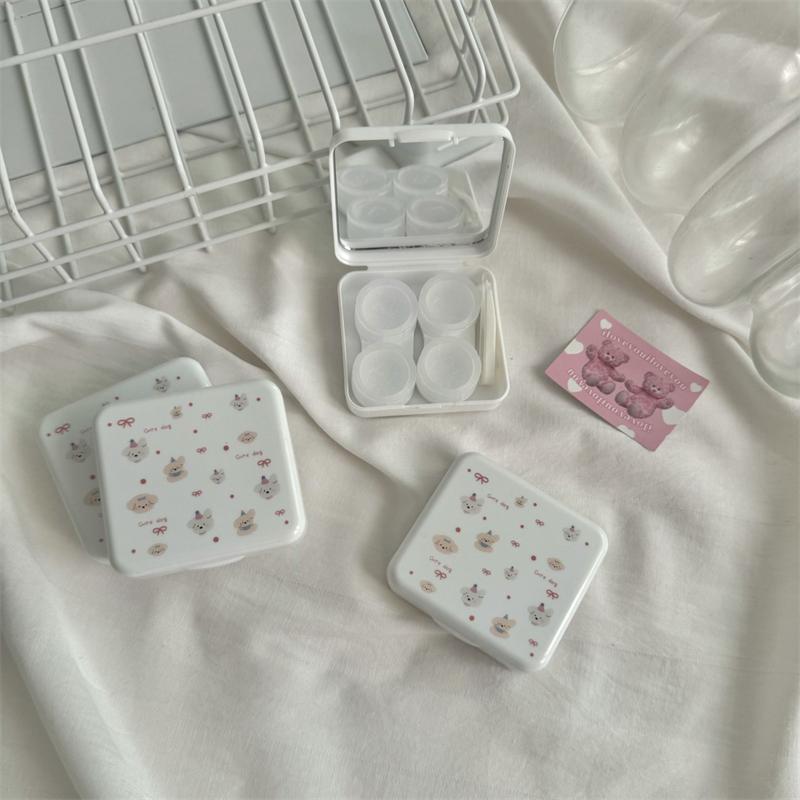 Милые Портативные Мультяшные Контактные Линзы с Зеркалом, Контейнер для Цветных Линз, Бокс для Вечеринки, Путешествий, Набор