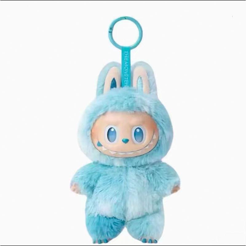 The third-generation rubber-lined labubu plush toy figurine, macaron Labubu doll pendant, small doll