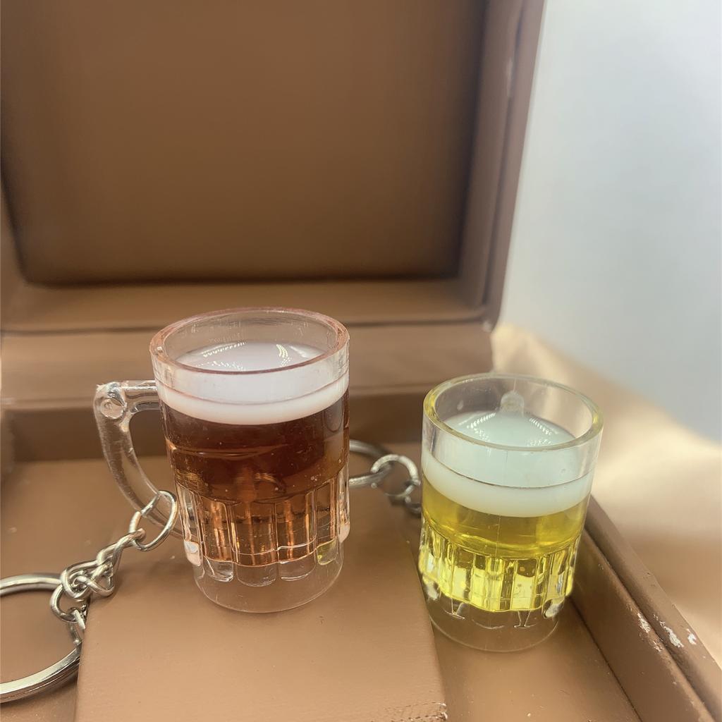 Брелок для ключей с имитацией пивной кружки для мужчин и женщин, брелок для пары, сумка, подвеска