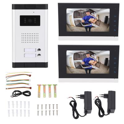 Проводная система видеодомофона с ИК-подсветкой и ночным видением, удаленная разблокировка, 2 блока, 4-проводной видеодомофон с 7-дюймовым экраном
