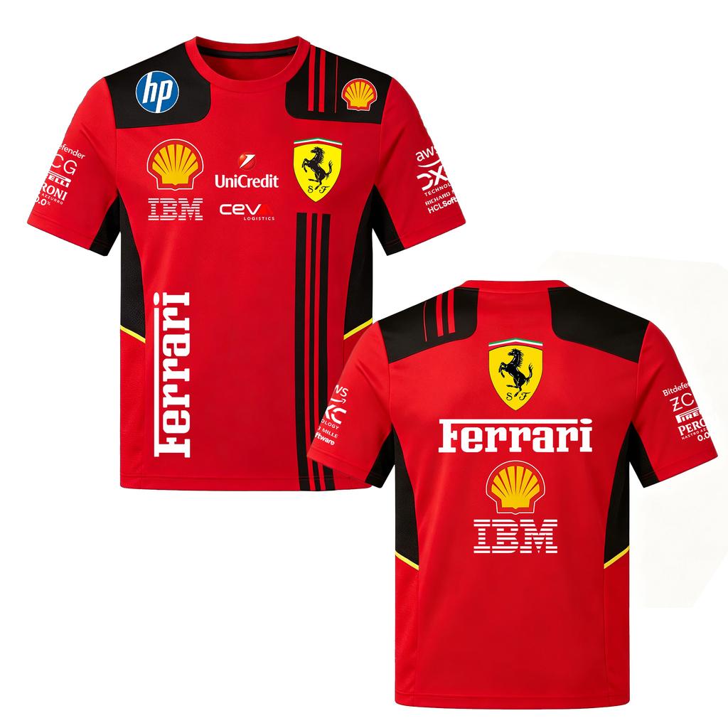 Ferrari Летняя футболка для мужчин и женщин, парная, с круглым вырезом, 3D-печать, топ с коротким рукавом, Формула 1, автогонки
