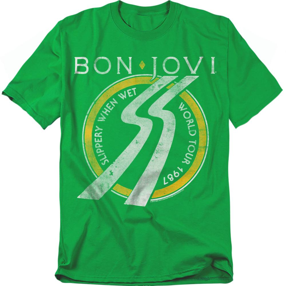 Bon Jovi Unisex Adult Slippery When Wet Tour Dates T-Shirt