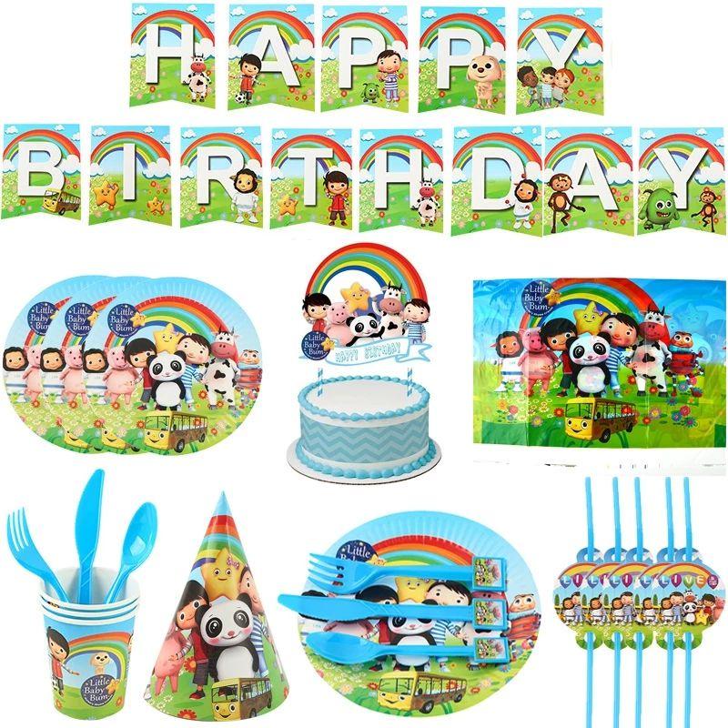 Принадлежности для дня рождения в стиле Little Baby Bum с праздничной посудой и декором