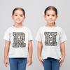 Girls White Leopard Print Letter Birthday Gift T-Shirt Initial Alphabet