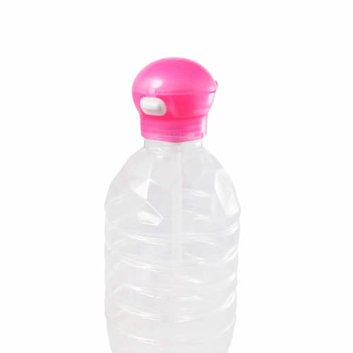 Skater Push Type Plastic Bottle Straw Cap 350ml 500ml Pink PSHC3-A
