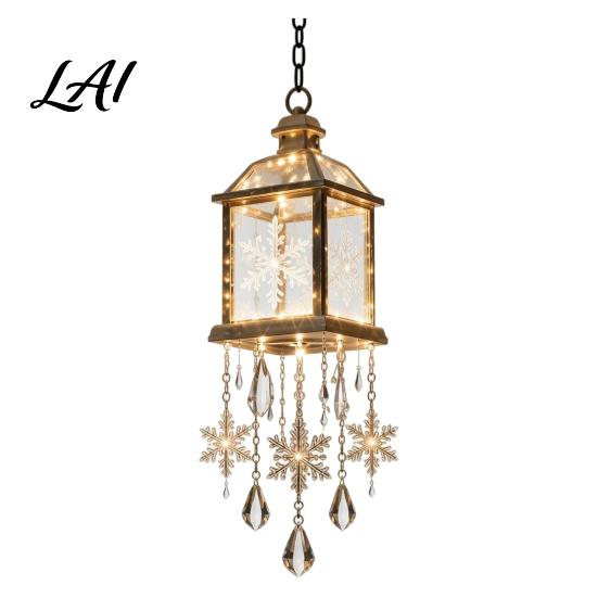 Hanging Seasonal Decor Christmas Bell Chandelier Lighted Deer Decoration with Cascading LED Strands Snowflake Winter Holiday Decorations Sphere