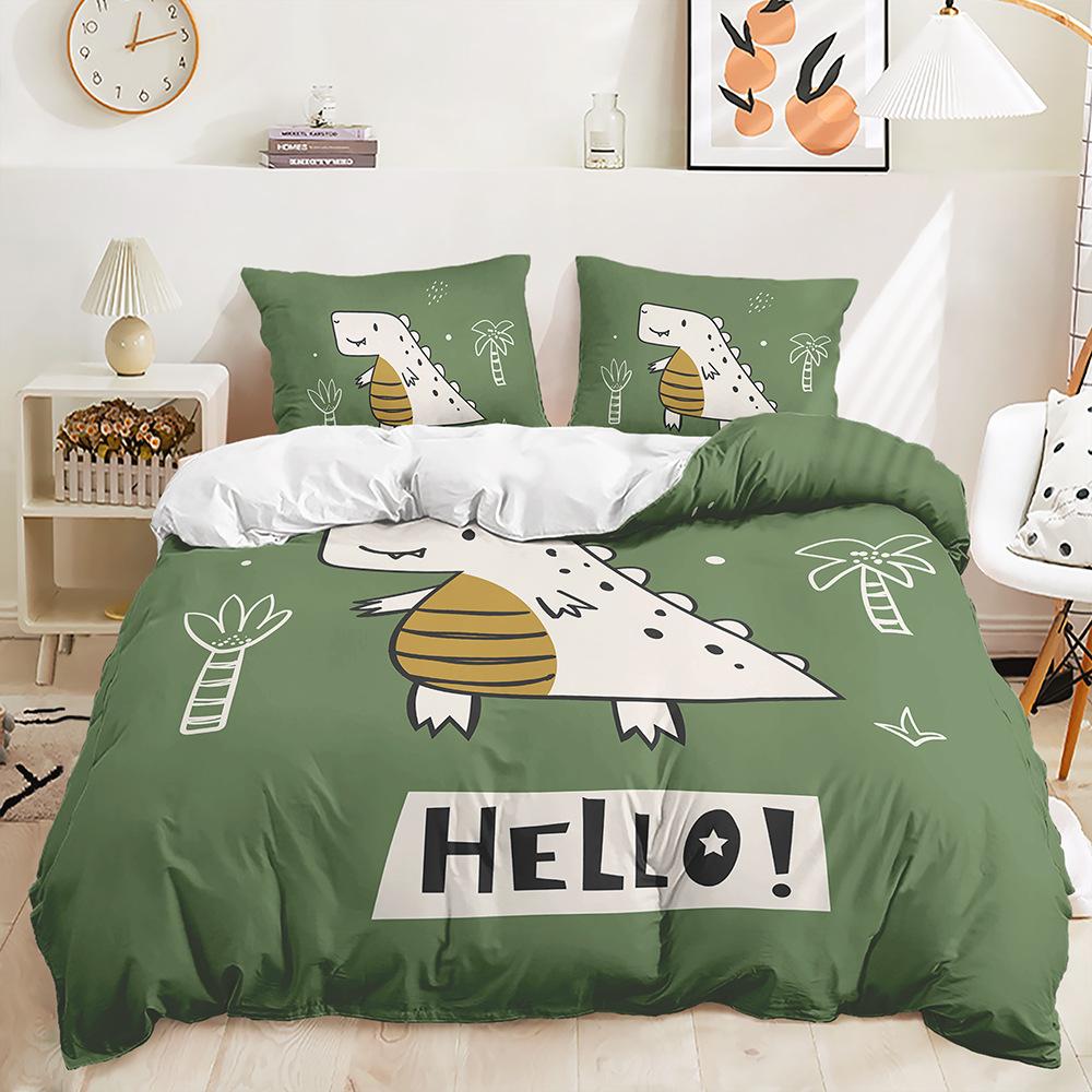 Комплект постельного белья с 3D динозавром и принтом животных, пуховый пододеяльник, наволочка, 2/3 шт., AU180 * 210, полноразмерный домашний текстиль, пододеяльник для мальчиков и подростков