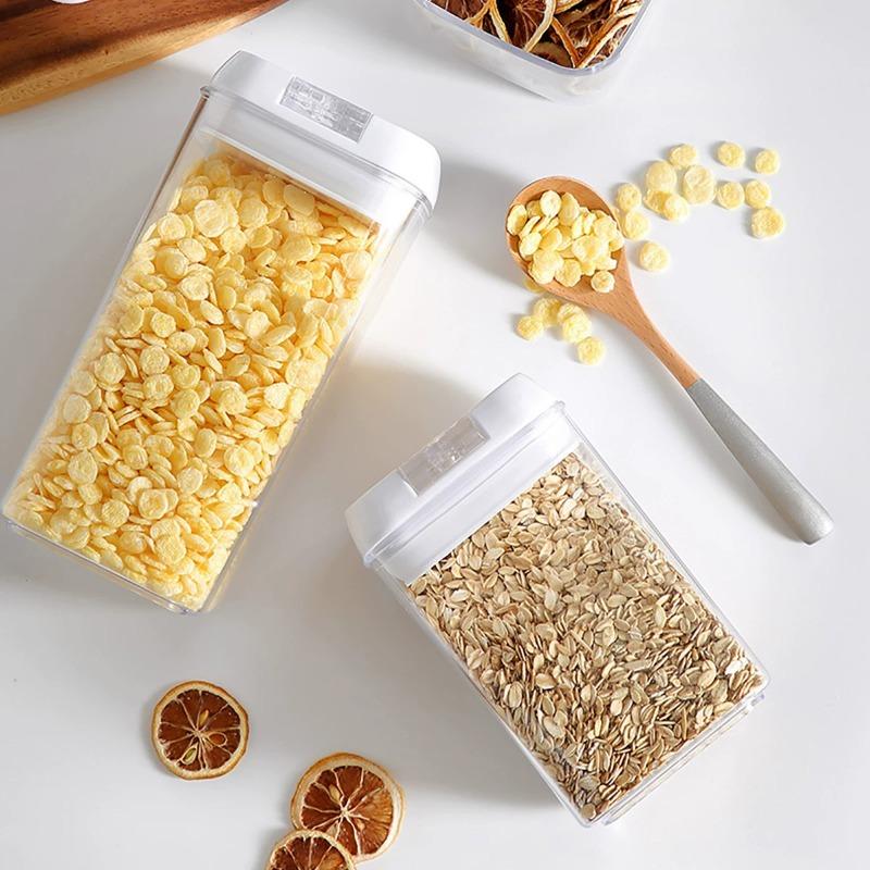 Contenedor de almacenamiento de alimentos cuadrado sellado para cocina organizador de cereales y pasta