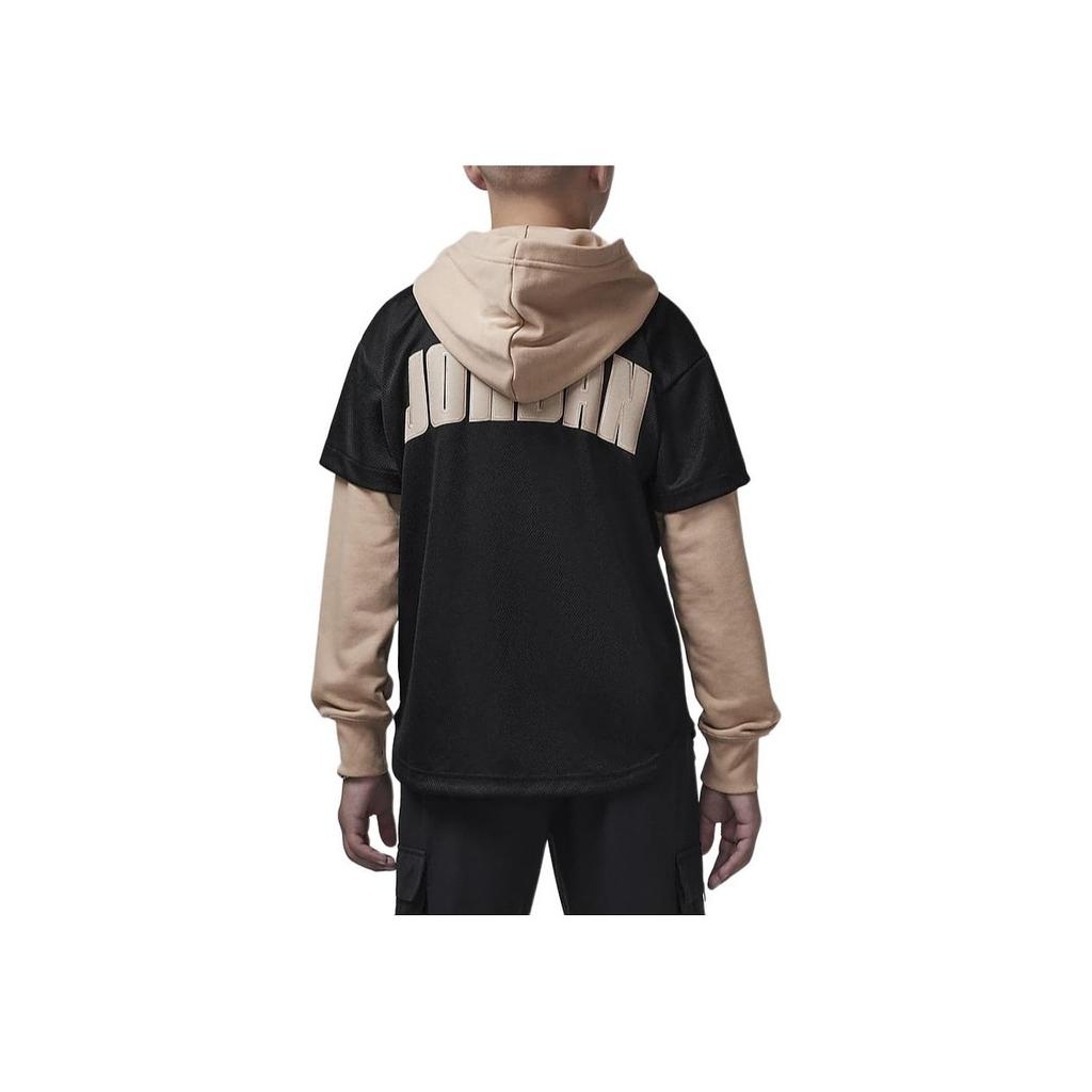 Jordan Jumpman Logo Letter And Number Fake Two Piece Hooded Jacket Kids Jackets Black HQ7130-010
