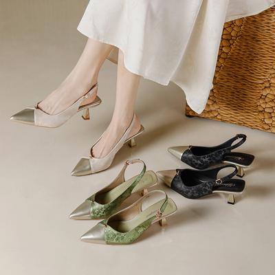 Guofeng 2025 новые летние сандалии с пустым носком и заостренным носком, женские французские маленькие ароматные сандалии в тонкую тонкую пятку