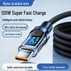120W Dual Type-C Fast Charging Cable with Smart Display for Apple 15/16 & Huawei Phones