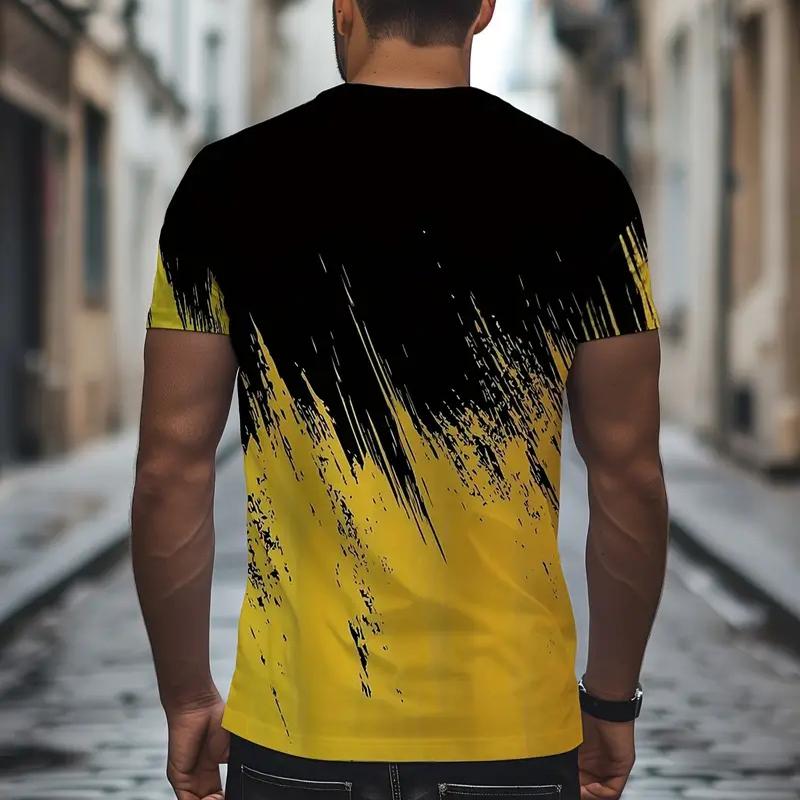 Новая летняя мужская модная футболка с принтом кисти, мужская футболка, топ