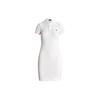 Polo SS24 Solid Color Cable Knit Small Pony Embroidered Fitted Short Sleeve Dress Women Dresses White WMPODRSNFA20662-100