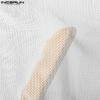 INCERUN Summer Men Lapel Sleeveless Mesh See Through Party Cropped Tank Tops