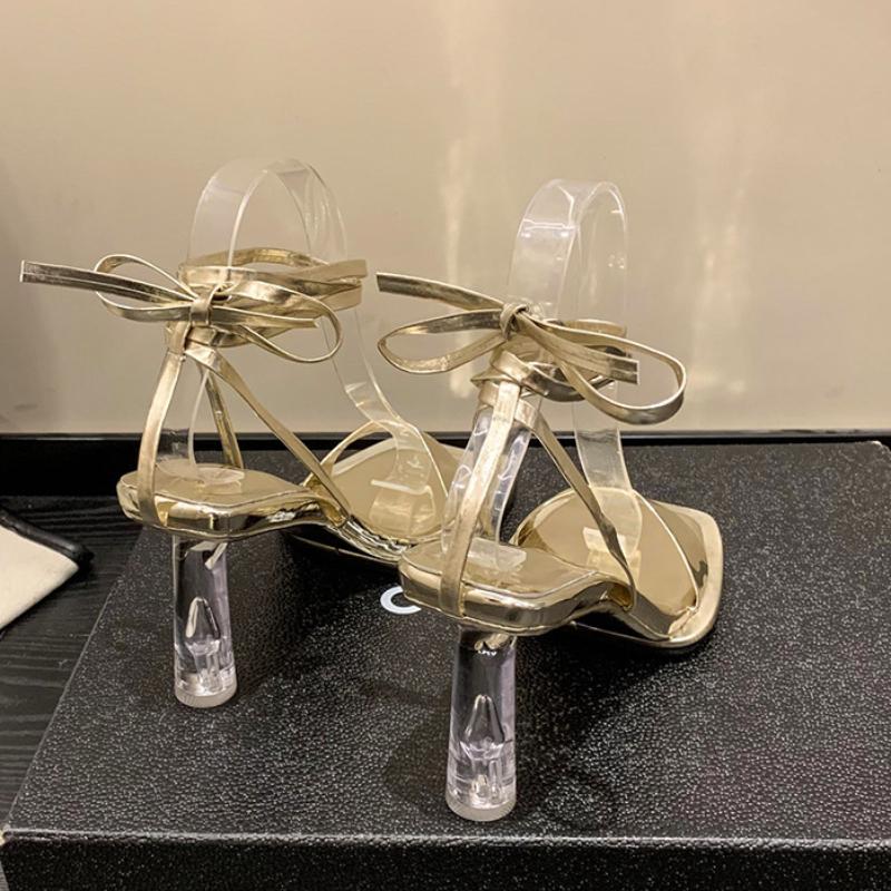 Корейская версия сандалии с квадратным носком женские тонкие каблуки 2024 новые модные повседневные простые универсальные однотонные туфли на высоком каблуке летние