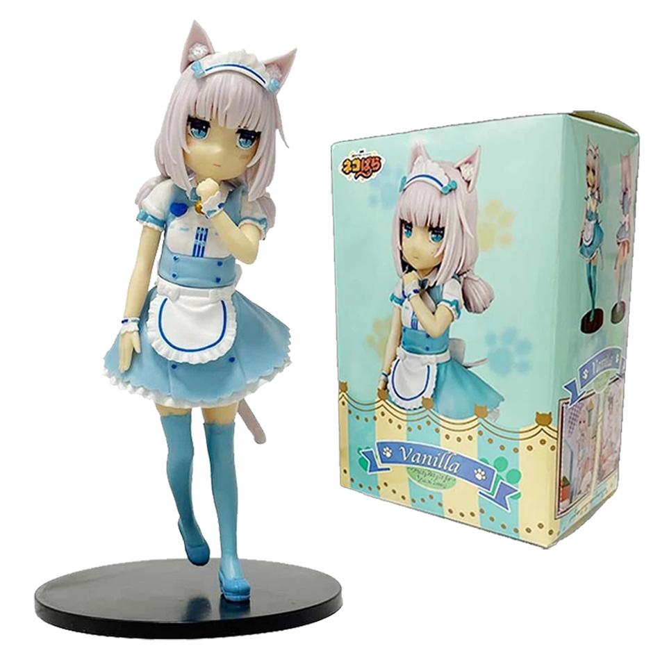 18 см Фигурка Кошка-Горничная из Аниме Nekopara - Шоколад Ваниль Милая ПВХ Коллекционная Статичная Кукла Красивая Модель в Стиле Кошки Для Детей