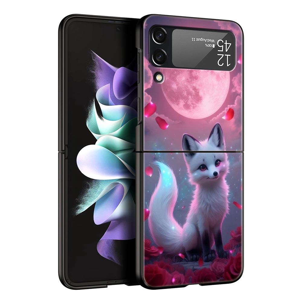 Красная Лиса Жесткий ПК Чехол для Телефона Для Samsung Galaxy Z Flip 7 6 5 4 Черный Чехол Для Galaxy Z Flip 3 Складной Корпус Fundas Capas Coque