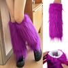 Faux Fur Leg Warmers Women Solid Color Fuzzy Long Boot Covers Fluffy Shaggy Leg Warmers for Christmas Costume Nightclub Street Wear