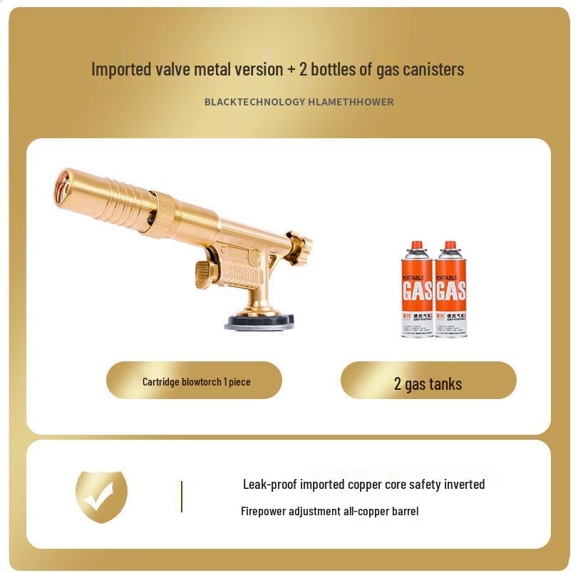All Copper Flame Torch for Gas Cartridge - Handheld Blowtorch for Pig Hair Removal