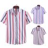 Men's Summer Fashion Striped Printed Short-Sleeved Shirt Comfortable Top