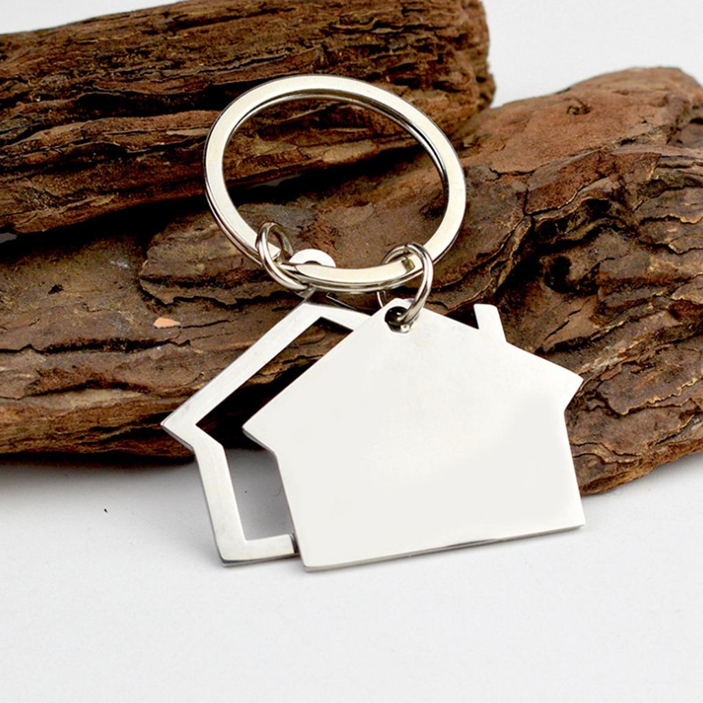 Двухслойный брелок с дизайном дома, современный художественный брелок в форме дома из сплава для домовладельцев и для подарка