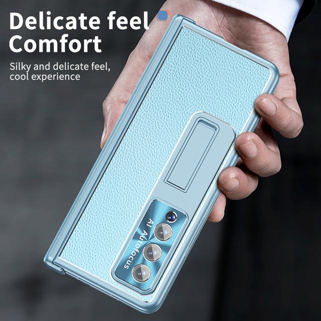Non -Slip Full Coverage Glass Film Cover Case For Samsung Galaxy Z Fold 4 Fold4 Fold3 5g Fold 3 S Pen Holder Leather Phone Bag